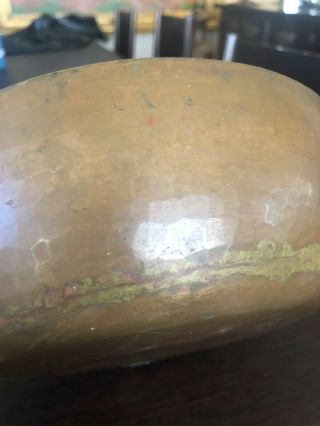 Arts & Crafts Hammered Copper Bowl 3” x 9.  5 Rolled Rim Dirk Van Erp? 5