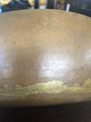 Arts & Crafts Hammered Copper Bowl 3” x 9.  5 Rolled Rim Dirk Van Erp? 6