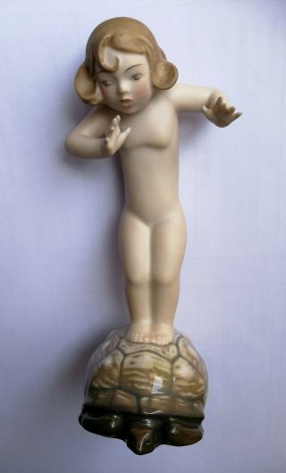 Rosenthal Selb Bavaria Porcelain Figure Gustav Oppel Putti Turtle 1080 Art Deco