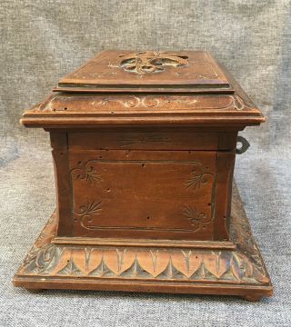Big antique black forest jewelry box made of wood early 1900 ' s Germany woodwork 4
