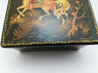 Vintage Rare USSR Russian Lacquer Box Hand Painted 2