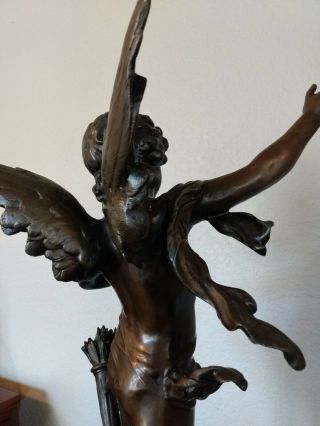 Bronze Sculpture with Marble base of Cupid Signed Aug Moreau Auguste 4