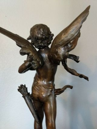 Bronze Sculpture with Marble base of Cupid Signed Aug Moreau Auguste 5