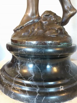 Bronze Sculpture with Marble base of Cupid Signed Aug Moreau Auguste 6