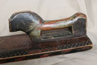 Antique 18th c.  Carved Norwegian Mangle Board (Dated 1765) with Paint 2