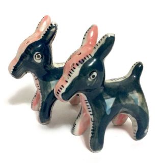 Vintage Donkey Salt And Pepper Shakers - Green And Pink