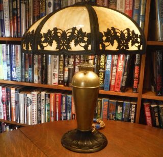 Antique Miller Bent Slag Glass Lamp Empire Bradley & Hubbard Handel Chicago Emp.
