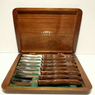 Vintage Cutco 1759 B80 Steak Kitchen Knife Set Of 8 In Wood Case Brochures