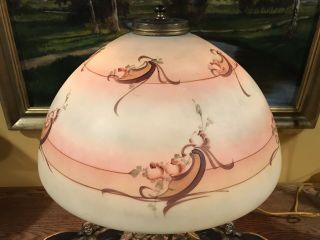 Pittsburgh Arts Crafts Antique Reverse Painted Lamp Bradley Hubbard Handel Era 3