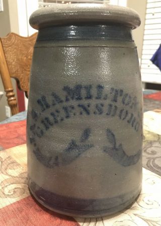 Antique Jas Hamilton & Co Greensboro Pa Stoneware Crock Wax Seal Canning Jar