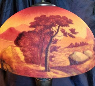 ANTIQUE HAND PAINTED LAMP W/REVERSE PAINTED SHADE PITTSBURGH? 2