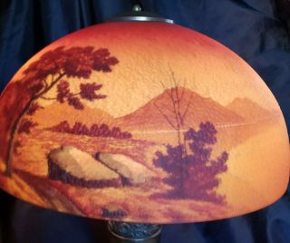 ANTIQUE HAND PAINTED LAMP W/REVERSE PAINTED SHADE PITTSBURGH? 3
