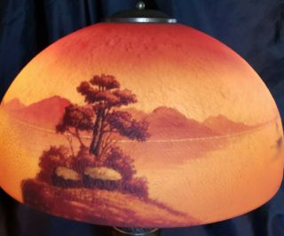 ANTIQUE HAND PAINTED LAMP W/REVERSE PAINTED SHADE PITTSBURGH? 6