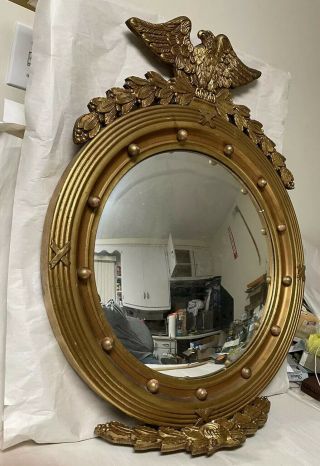 Vintage or Antique Federal Style Gilt Wood Eagle Convex Mirror, 2
