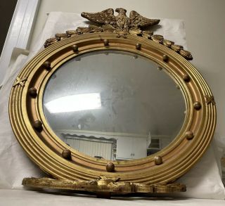 Vintage or Antique Federal Style Gilt Wood Eagle Convex Mirror, 4