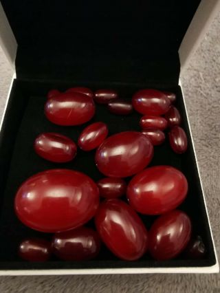 Vintage Art Deco Cherry Red Amber Marbled Bakelite Beads Loose 45g