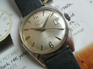 41 Jewel Vintage S/S 1970 ' s Men ' s Helzberg Date - O - Matic Automatic Swiss Watch 2