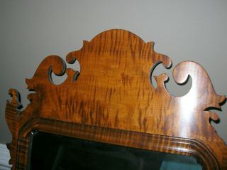 1 OF 2 WILLIAMSBURG STYLE CHIPPENDALE TIGER MAPLE MIRROR 2