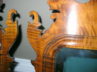 1 OF 2 WILLIAMSBURG STYLE CHIPPENDALE TIGER MAPLE MIRROR 3