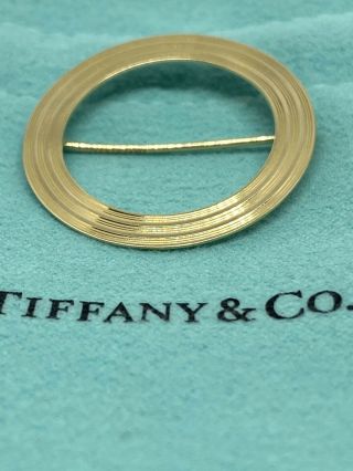 Tiffany & Co Vintage 14k Yellow Gold Fluted Circle Pin /brooche