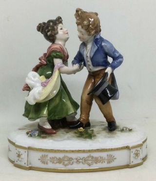 Antique Karl Ens Porcelain Figurine Boy & Girl Meeting 1900 - 1919 [ah873]