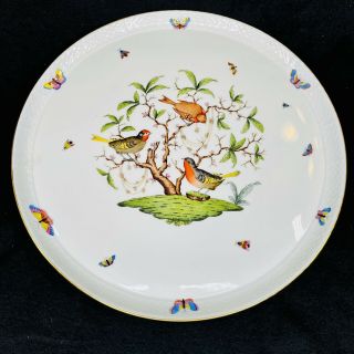 Vintage Herend Rothschild Round Platter Tray 14 1/2 " W/ Birds Hungary Euc