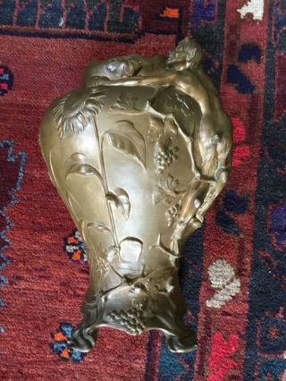Antique French Art Nouveau Bronze Casting Number 1255 On Bottom Of Heavy Vase