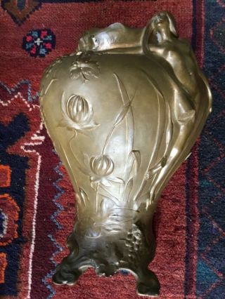 ANTIQUE FRENCH ART NOUVEAU BRONZE CASTING number 1255 on bottom of HEAVY VASE 3
