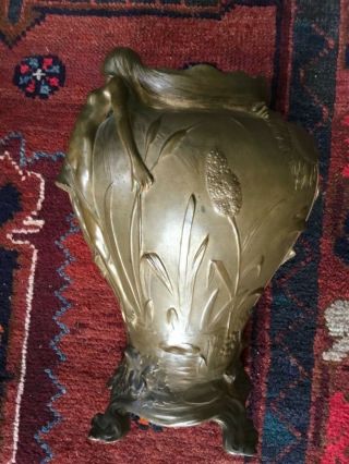 ANTIQUE FRENCH ART NOUVEAU BRONZE CASTING number 1255 on bottom of HEAVY VASE 4