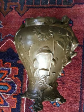 ANTIQUE FRENCH ART NOUVEAU BRONZE CASTING number 1255 on bottom of HEAVY VASE 5