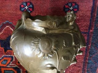 ANTIQUE FRENCH ART NOUVEAU BRONZE CASTING number 1255 on bottom of HEAVY VASE 6