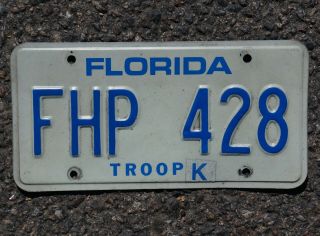 Vintage 1987 Florida Highway Patrol Police Trooper License Plate
