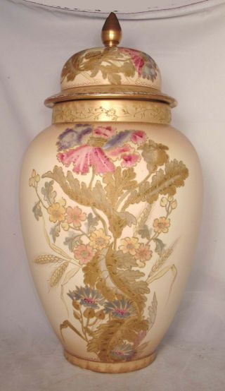 20 " Royal Bonn Urn Vase German Porcelain Ginger Jar Flowers Gilded Franz Mehlem