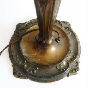 Pittsburgh art nouveau lamp with reverse painted glass shade 6