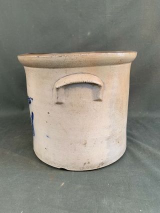 Antique Whites of Utica 2 Gallon Stoneware Crock with Blue Eagle and Flower 4