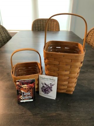 Longaberger Large (1996) And Small (1997) Peg Baskets With Protectors