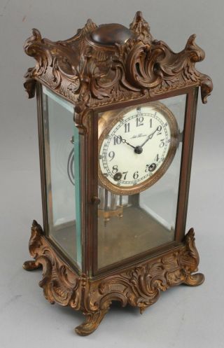 Lg Antique Victorian Seth Thomas Bronzed Cast Metal Regulator Mantle Clock Nr