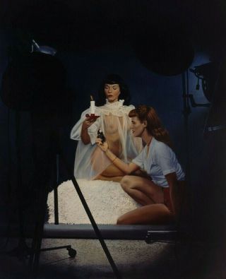 Bunny Yeager Pin - Up Color Transparency Bettie Page As Chamber Maid Photo Shoot