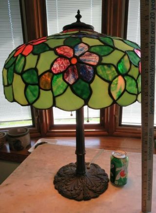Bradley And Hubbard Arts And Crafts Stained Glass Slag Lamp