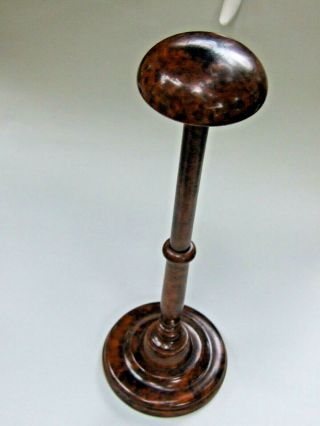 Antique Turned Wooden Mahogany Hat /cap / Wig Millinery Display Stand C.  1900