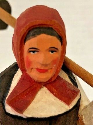 Vtg Hand Carved Huggler Wyss Brienz Woman With Field Hoe In Traditional Dress