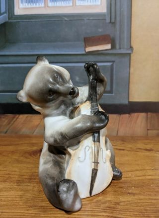 Soviet Union Ussr Russian Lomonosov Lfz Imperial Porcelain Bear Playing Cello