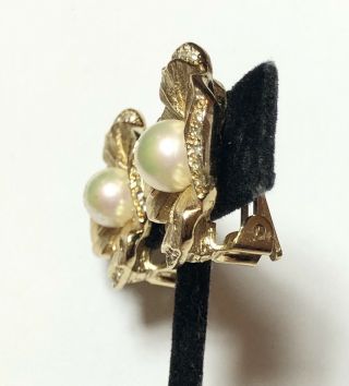 Christian Dior Vintage Couture Rhinestone Pearl Flower Earrings 4