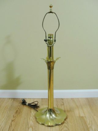 Stiffel Torchiere Table Lamp Brass Lily Lotus Brass Art Deco Mcm 3 - Way