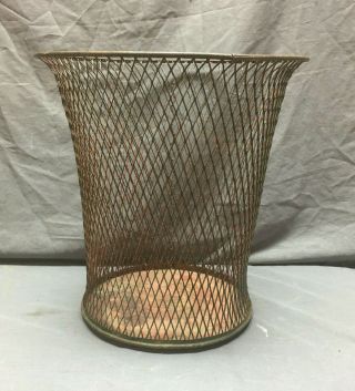 Vintage Wire Waste Basket Expanded Metal Garbage Can Industrial Steampunk 99 - 19l