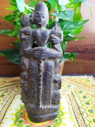 1850 Antique Old Wooden Hand Carved Hindu Religious God Statue Decorative Putli