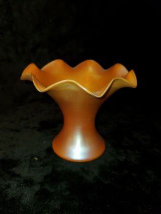 Gold Iridescent Glass Vase Attributed To Durand Stunning Color