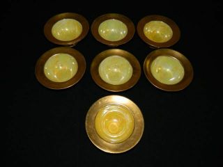 Set Of 7 Vintage/antique R & S Germany Hand Painted Gold Large Bowls