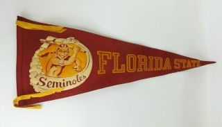 Vintage Florida State University Wool Football Pennant Fsu Seminoles Indian
