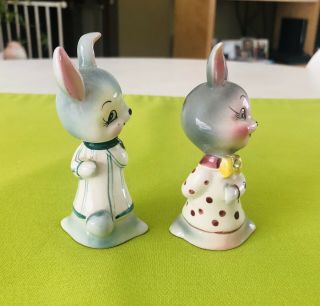 Vintage Enesco Bunny Rabbit Salt & Pepper Shakers Easter Anthropomorphic Japan 4